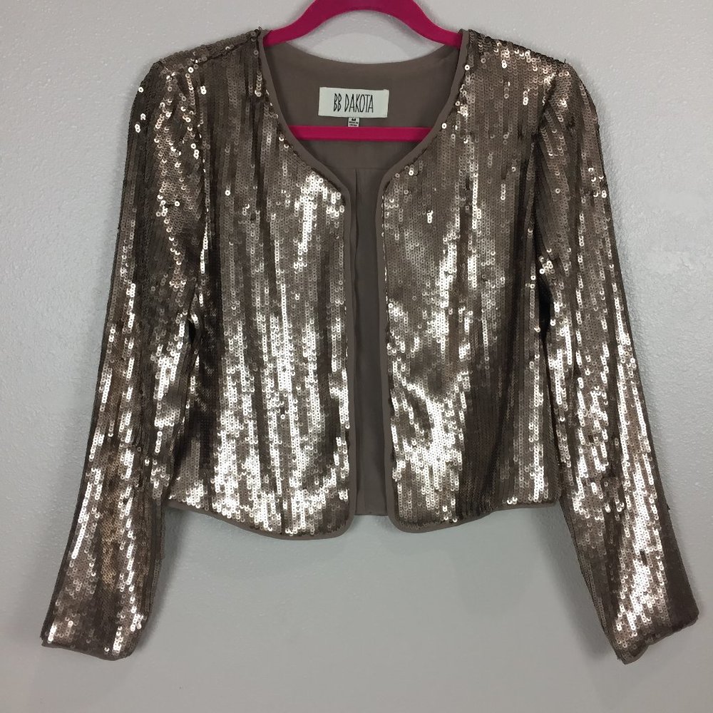 BB Dakota L/S Champagne Gold Sequin Jacket Size M